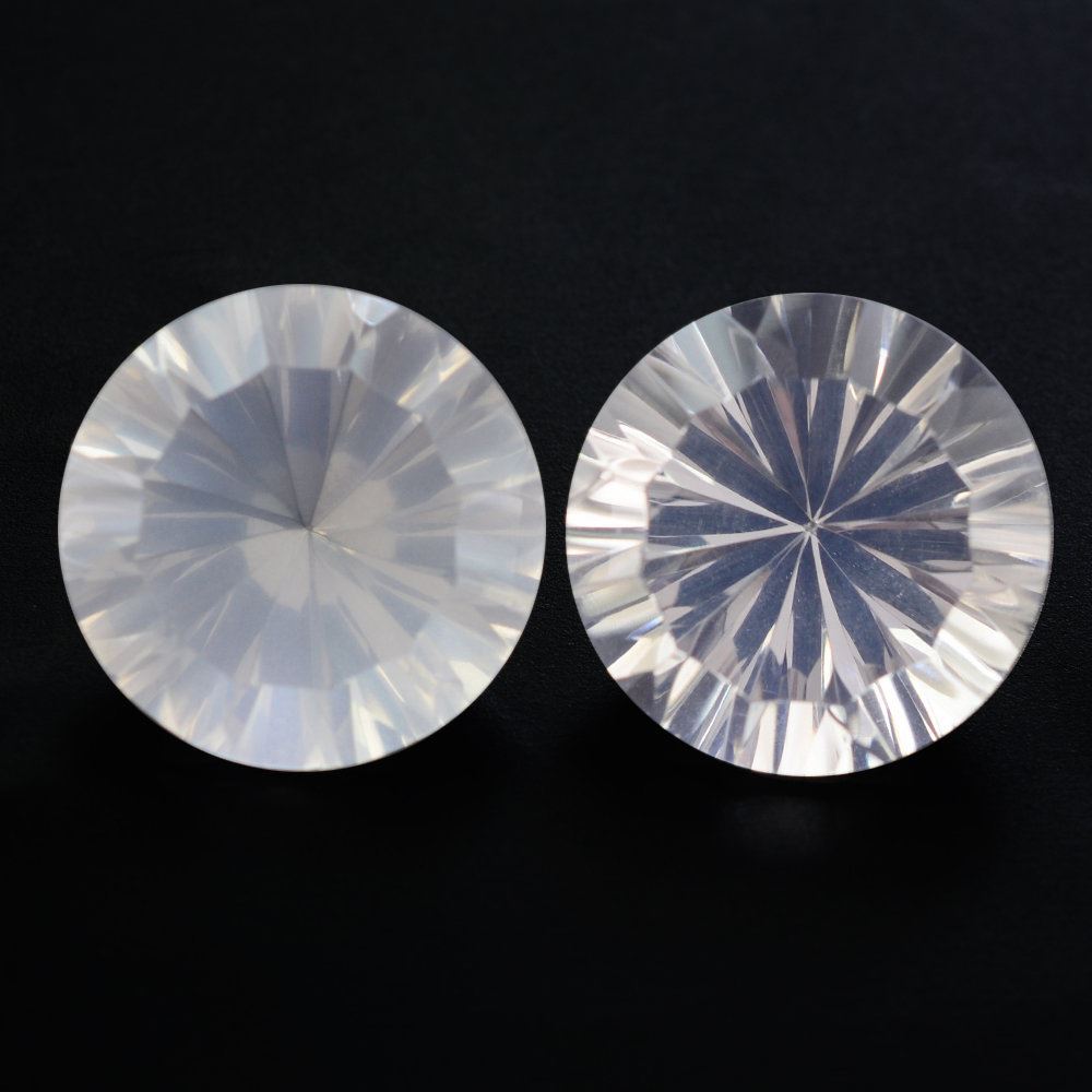 ROSE QUARTZ CONCAVE STRAIGHT FACET ROUND (DES#77) 14MM 8.59 Cts.