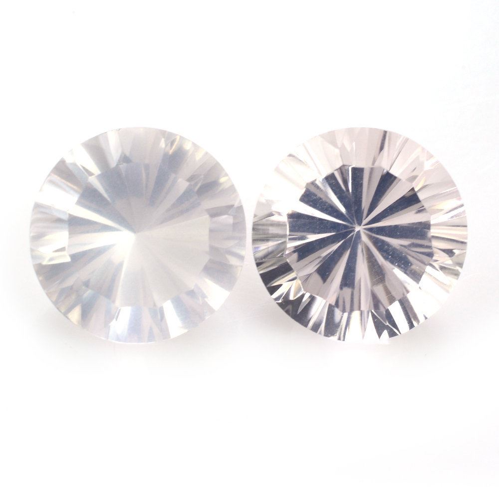 ROSE QUARTZ CONCAVE STRAIGHT FACET ROUND (DES#77) 14MM 8.59 Cts.
