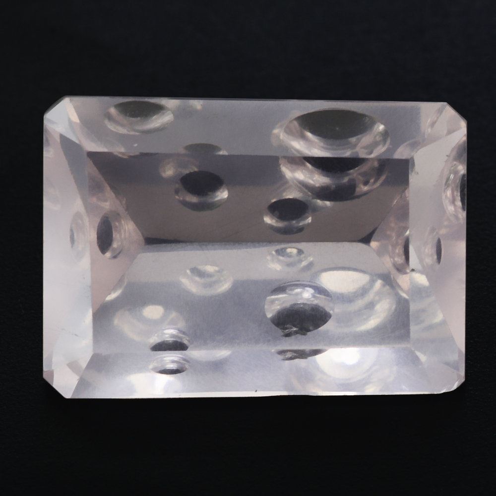 ROSE QUARTZ SUPPER BUBBLE OCTAGON (DES#116) 14X10MM 5.93 Cts.