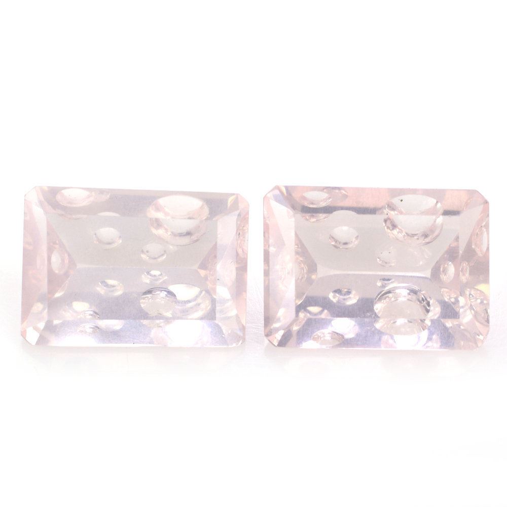 ROSE QUARTZ SUPPER BUBBLE OCTAGON (DES#116) 14X10MM 5.93 Cts.