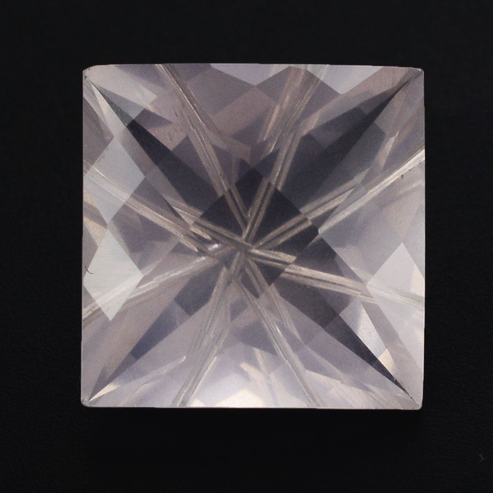 ROSE QUARTZ CHECKER CUT PRINCESS BACK LAZER CUT SQUARE (DES#20) 10MM 4.30 Cts.