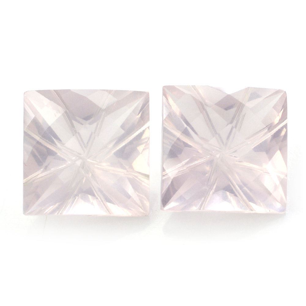 ROSE QUARTZ CHECKER CUT PRINCESS BACK LAZER CUT SQUARE (DES#20) 10MM 4.30 Cts.