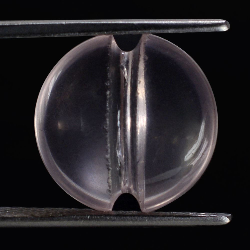 ROSE QUARTZ LENTIL ROUND WITH CARVED BELT (DES#25) 15MM 7.63 Cts.