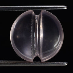 ROSE QUARTZ LENTIL ROUND WITH CARVED BELT (DES#25) 15MM 7.63 Cts.