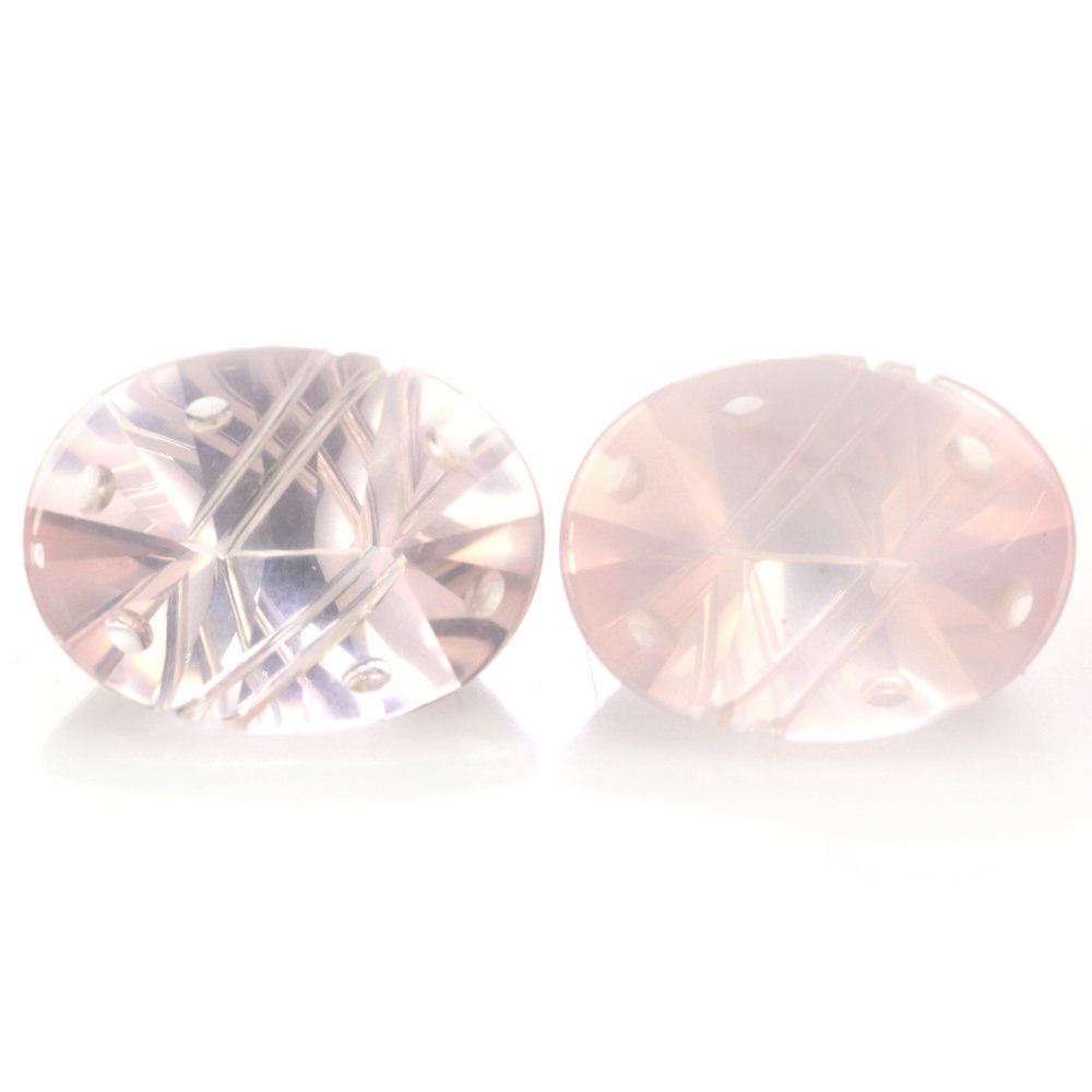 ROSE QUARTZ FLAT BUFFTOP SUPPER BUBBLE OVAL (DES#115) 20X15MM 14.93 Cts.