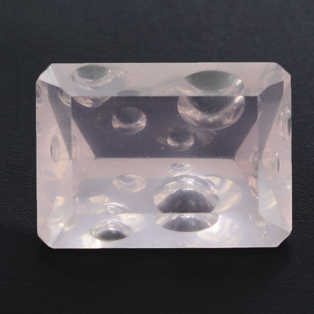 ROSE QUARTZ SUPPER BUBBLE OCTAGON (DES#116) 14X10MM 6.00 Cts.