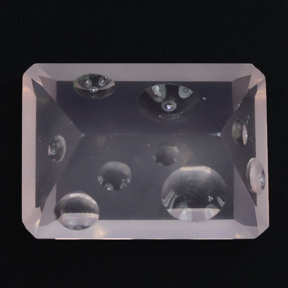 ROSE QUARTZ SUPPER BUBBLE OCTAGON (DES#116) 14X10MM 6.00 Cts.