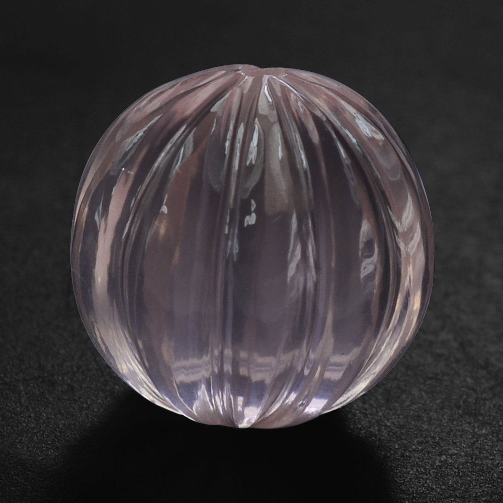 ROSE QUARTZ MELON CARVED BALL (HALF DRILL) (DES#70) 10MM 6.55 Cts.