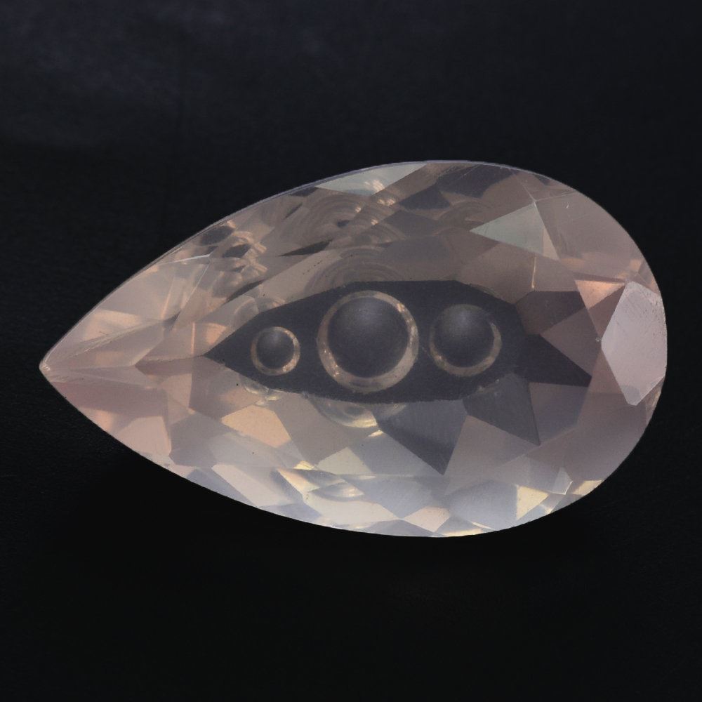 ROSE QUARTZ SUPPER BUBBLE PEAR (DES#123) 20X12MM 10.10 Cts.