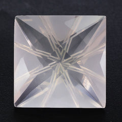 ROSE QUARTZ CHECKER TOP PRINCESS BACK LAZER CUT SQUARE (DES#21) 12MM 7.03 Cts.