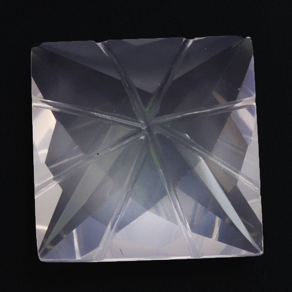 ROSE QUARTZ CHECKER TOP PRINCESS BACK LAZER CUT SQUARE (DES#21) 12MM 7.03 Cts.