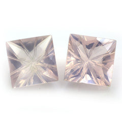 ROSE QUARTZ CHECKER TOP PRINCESS BACK LAZER CUT SQUARE (DES#21) 12MM 7.03 Cts.
