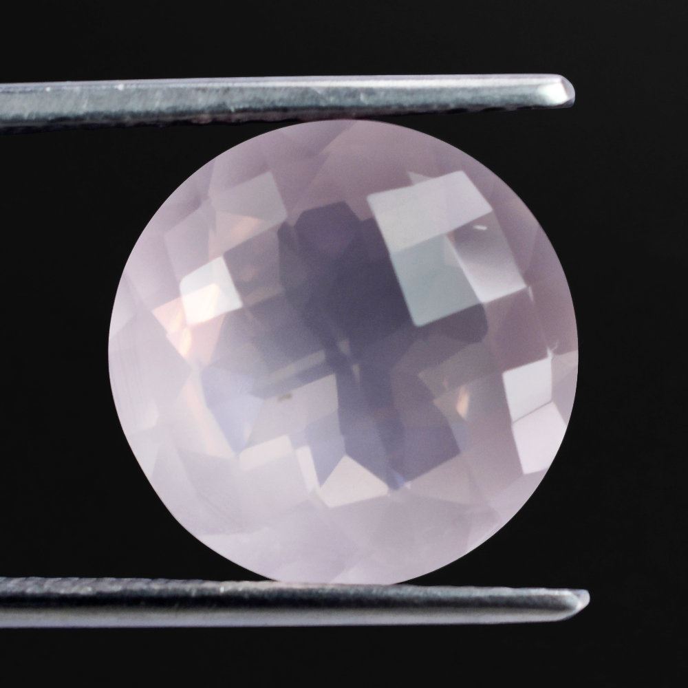 ROSE QUARTZ CHECKER CUT ROUND 14MM 7.9 Cts.