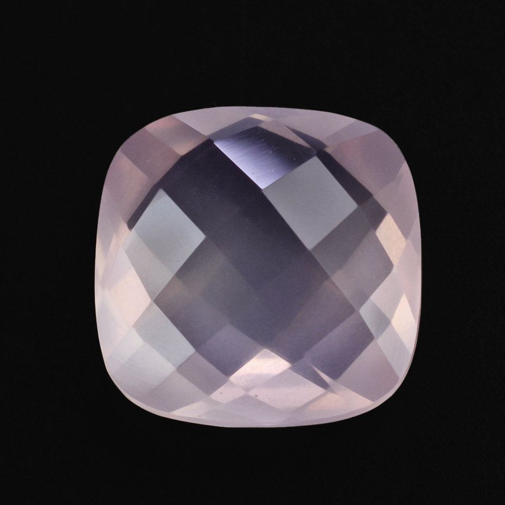ROSE QUARTZ SUPER CHECKER CUT BRIOLETTE CUSHION 11MM 4.93 Cts.