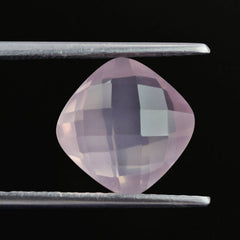 ROSE QUARTZ SUPER CHECKER CUT BRIOLETTE CUSHION 11MM 4.93 Cts.