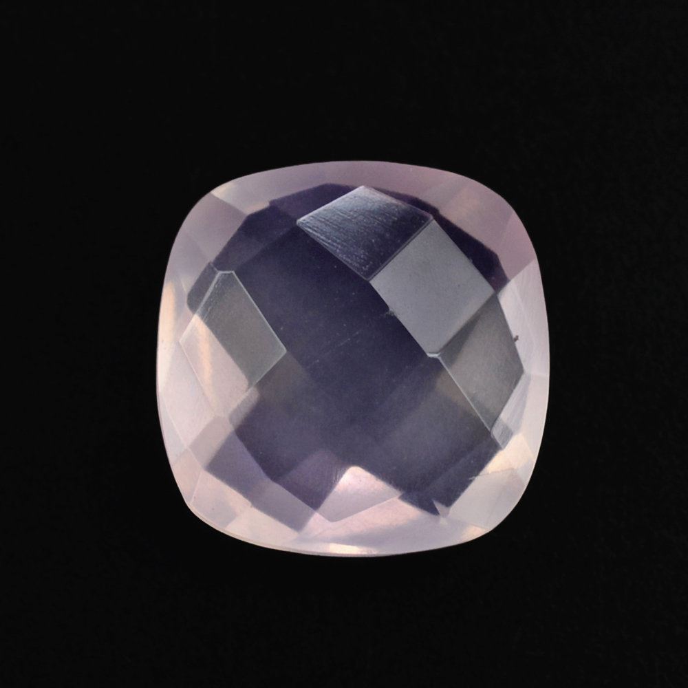 ROSE QUARTZ SUPER CHECKER CUT BRIOLETTE CUSHION 8MM 1.92 Cts.