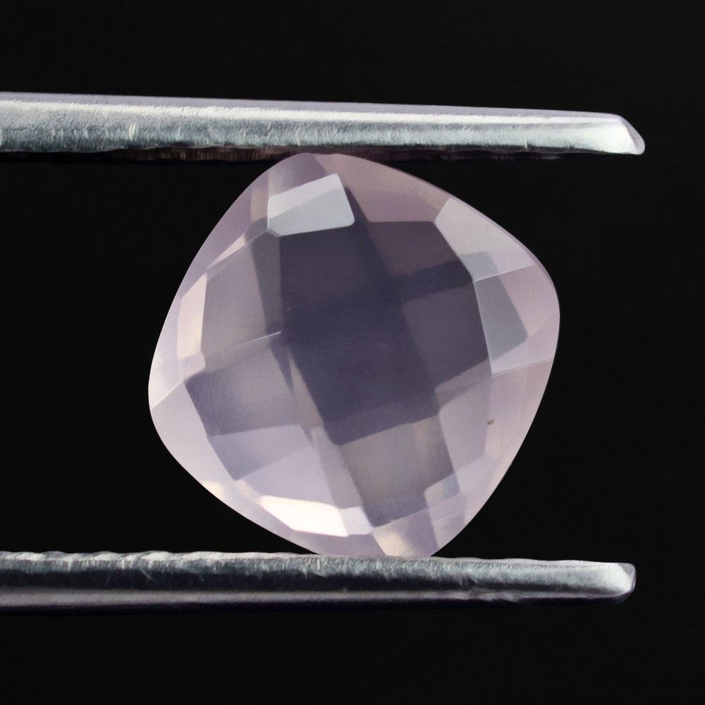 ROSE QUARTZ SUPER CHECKER CUT BRIOLETTE CUSHION 8MM 1.92 Cts.