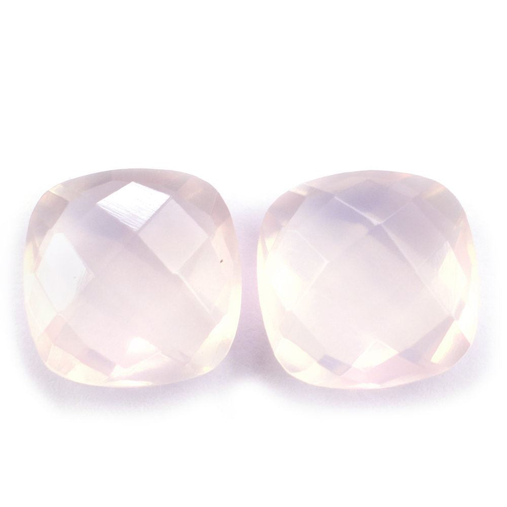 ROSE QUARTZ SUPER CHECKER CUT BRIOLETTE CUSHION 8MM 1.92 Cts.
