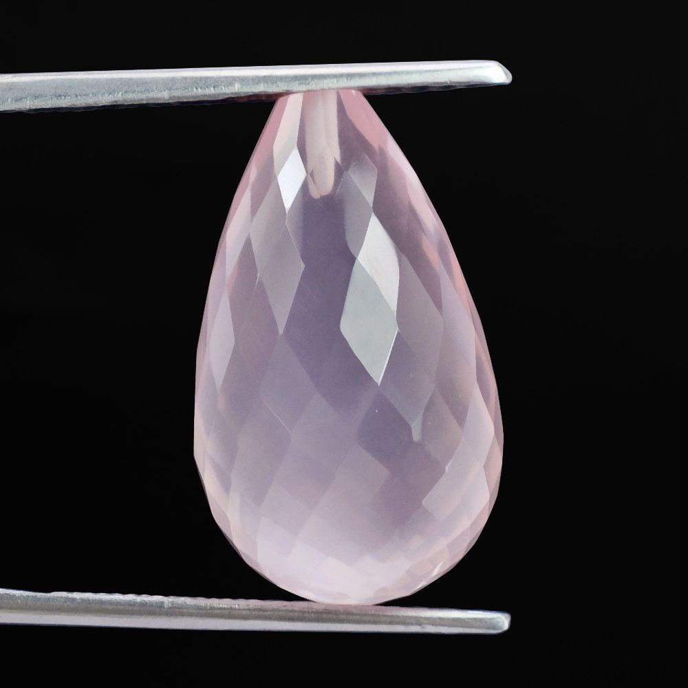 ROSE QUARTZ FACETED DROP (HALF DRILL) 20X12MM 18.85 Cts.