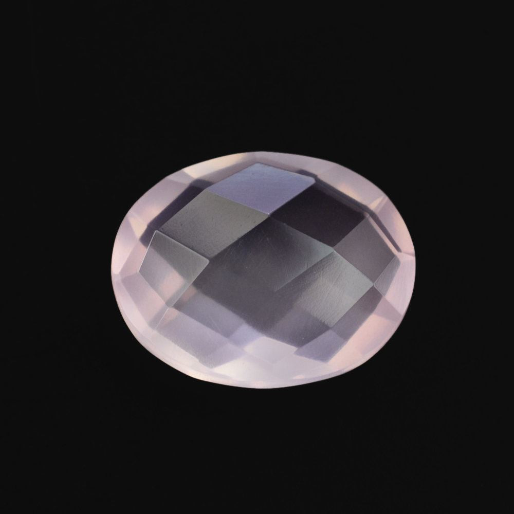 ROSE QUARTZ SUPER CHECKER CUT BRIOLETTE OVAL 10X8MM 2.25 Cts.