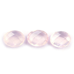 ROSE QUARTZ SUPER CHECKER CUT BRIOLETTE OVAL 10X8MM 2.25 Cts.
