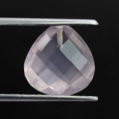 ROSE QUARTZ CHECKER CUT BRIOLETTE HEART (HALF DRILL) 12MM 5.49 Cts.