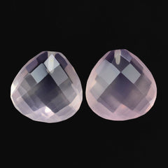 ROSE QUARTZ CHECKER CUT BRIOLETTE HEART (HALF DRILL) 12MM 5.49 Cts.