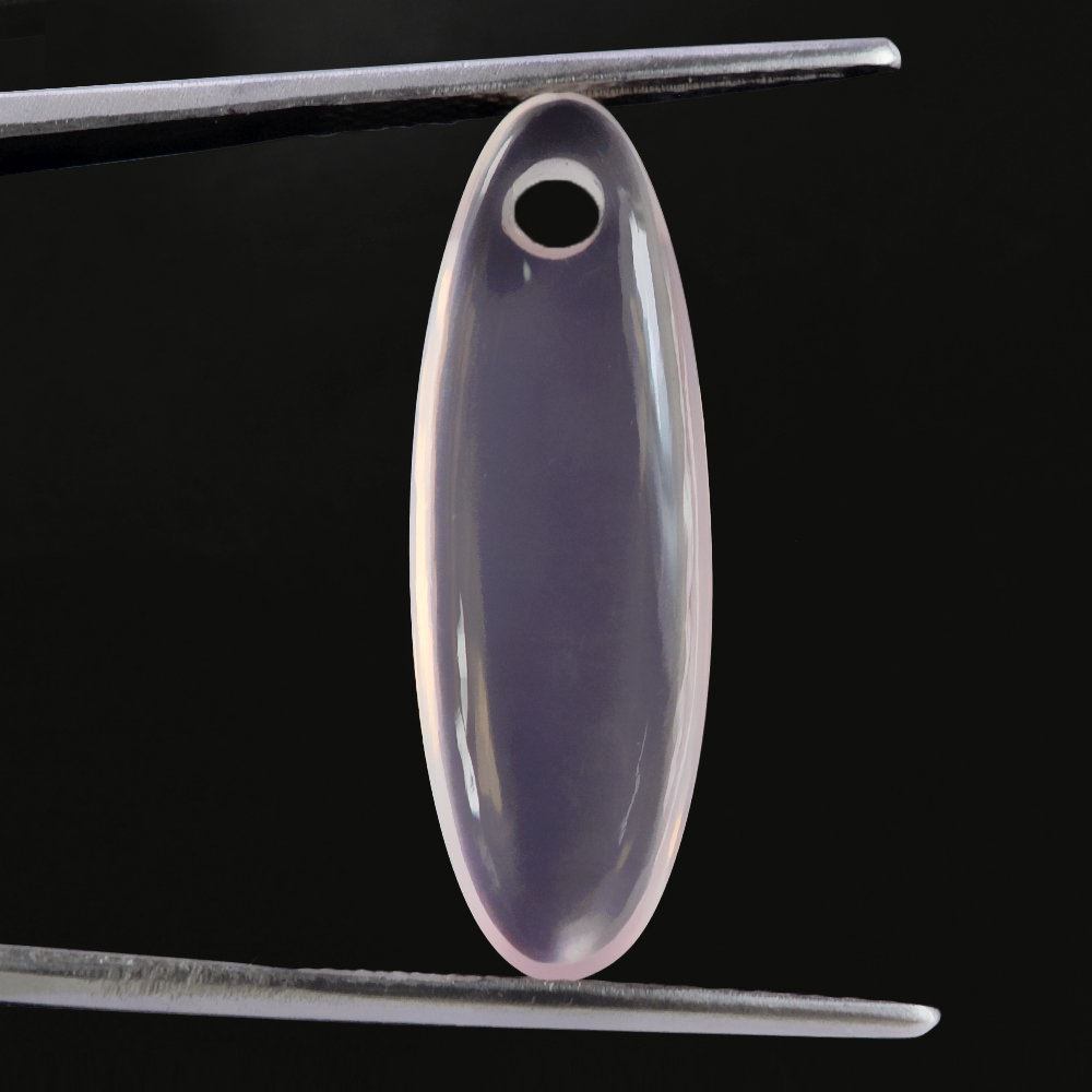 ROSE QUARTZ FINE OVAL LENTIL (FULL DRILL) 27X9MM 8.15 Cts.