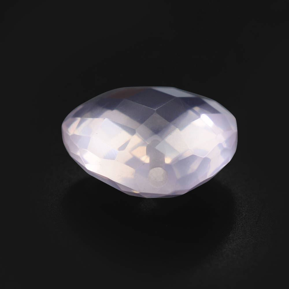 ROSE QUARTZ CHECKER CUT BRIOLETTE PEAR (HALF DRILL) 10MM 3.39 Cts.