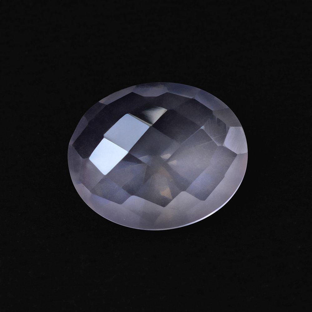 ROSE QUARTZ CHECKER ON TOP DIAMOND CUT BACK OVAL (LITE) 12X10MM 3.68 Cts.