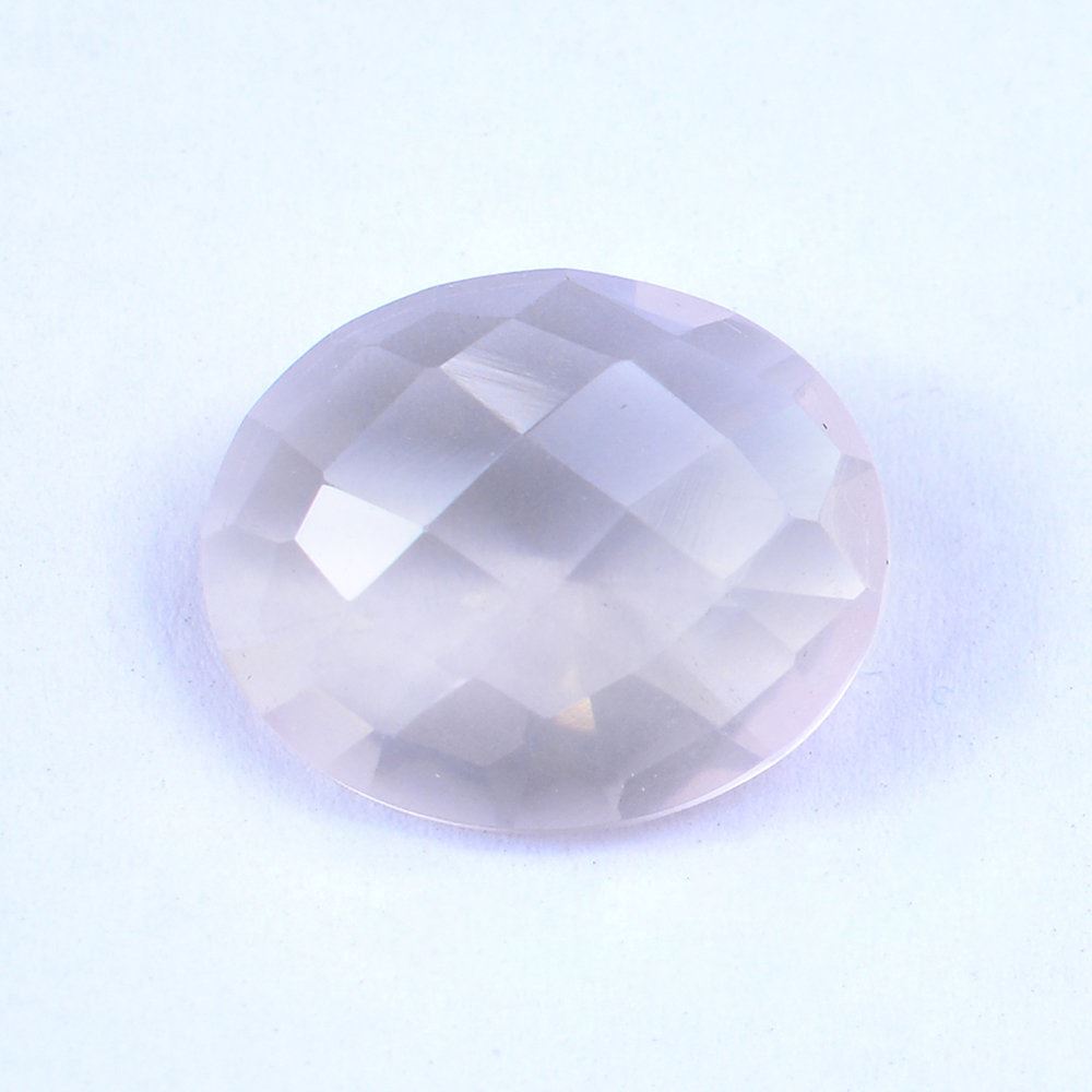 ROSE QUARTZ CHECKER ON TOP DIAMOND CUT BACK OVAL (LITE) 12X10MM 3.68 Cts.