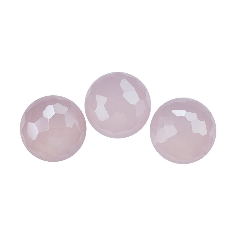 ROSE QUARTZ FOOTBALL CUT ROUND (MILKY) (MEDIUM) 12MM  5.09 Cts.