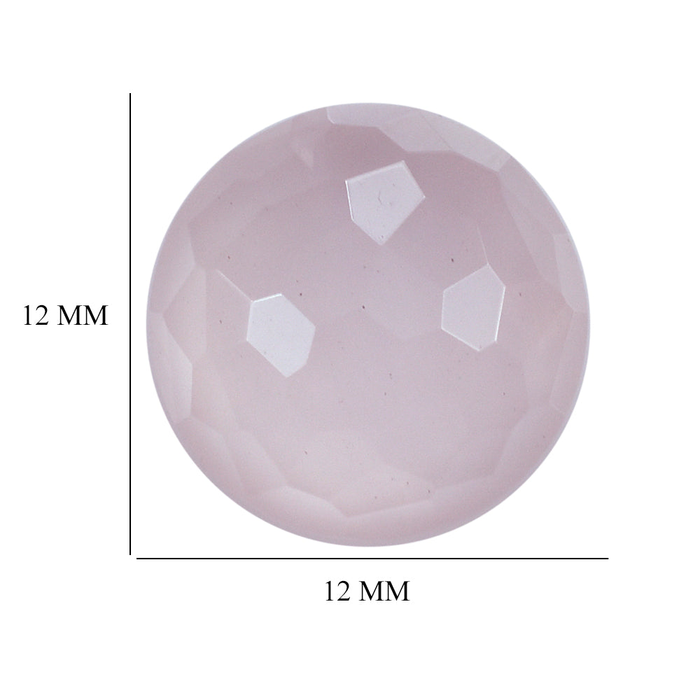 ROSE QUARTZ FOOTBALL CUT ROUND CAB (SEMI MILKY) (MEDIUM) 12MM 5.15 Cts.