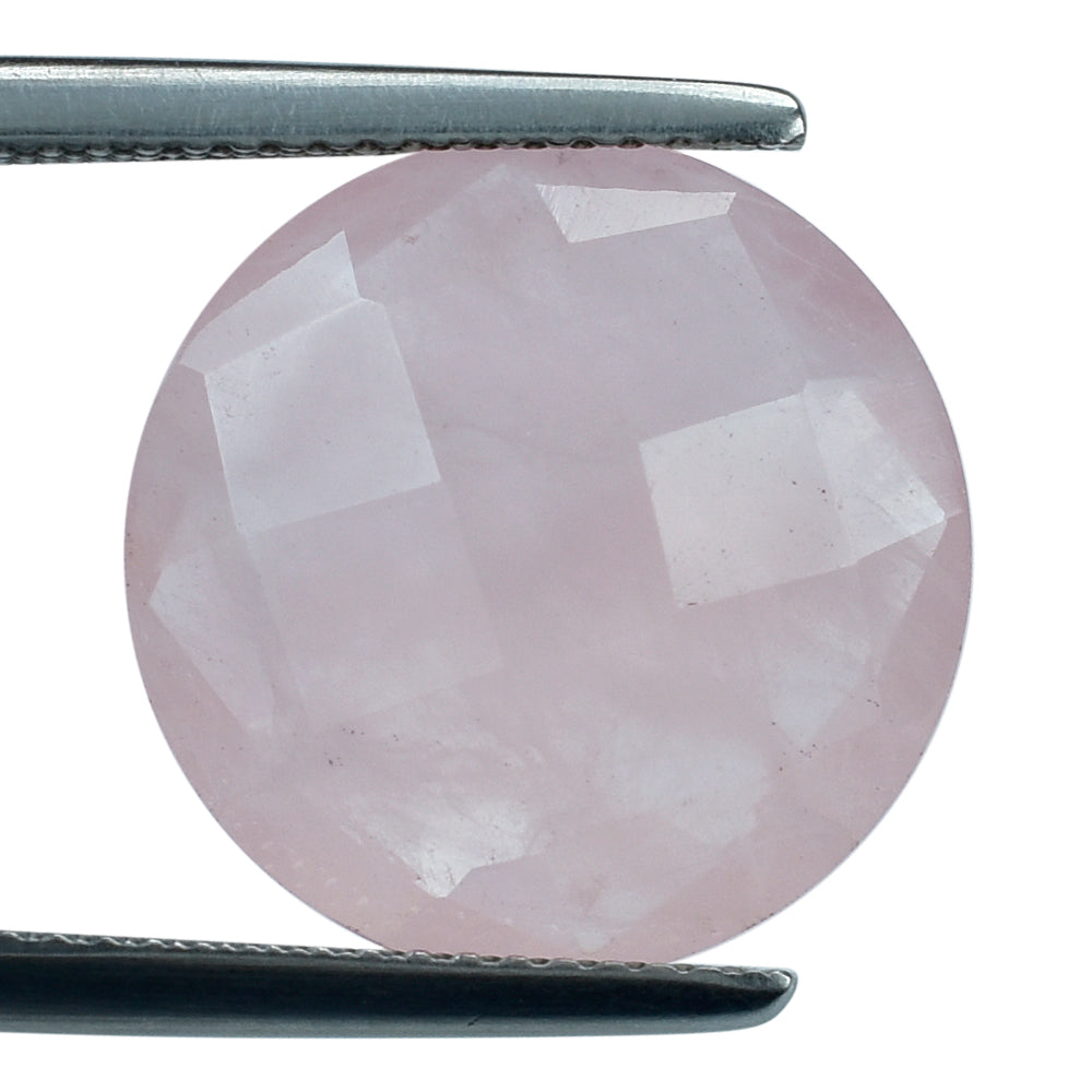 ROSE QUARTZ CHECKER CUT BRIOLETTE ROUND 15MM 7.85 Cts.