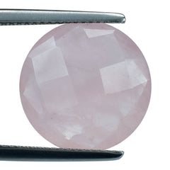 ROSE QUARTZ CHECKER CUT BRIOLETTE ROUND 15MM 7.85 Cts.