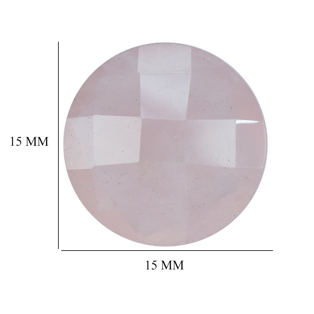 ROSE QUARTZ CHECKER CUT BRIOLETTE ROUND 15MM 7.85 Cts.