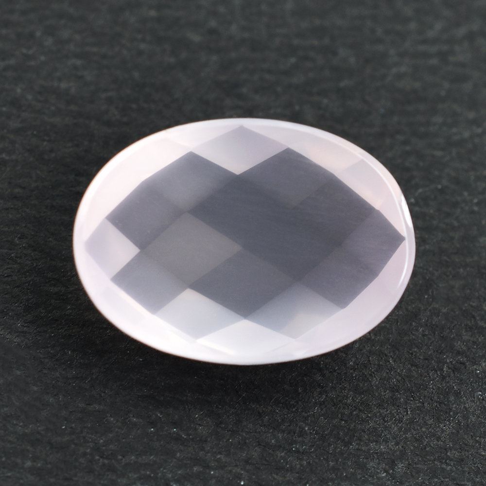 ROSE QUARTZ CHECKER CUT OVAL CAB (SEMI-MILKY/SUPER) 14X10MM 5.03 Cts.