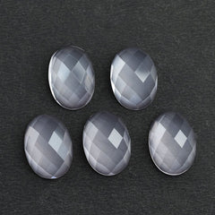 ROSE QUARTZ CHECKER CUT OVAL CAB (SEMI-MILKY/SUPER) 14X10MM 5.03 Cts.