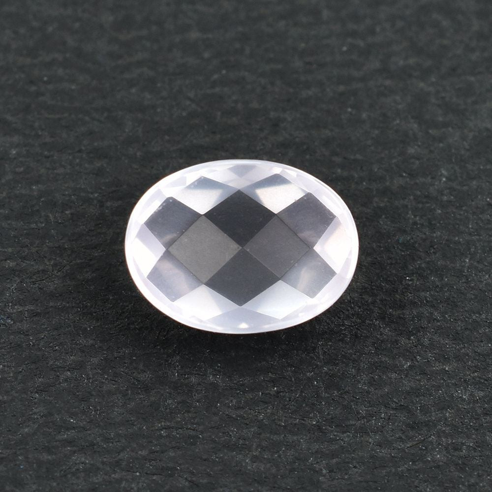 ROSE QUARTZ CHECKER CUT OVAL CAB (SEMI-MILKY/SUPER) 8X6MM 1.10 Cts.
