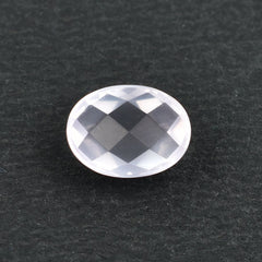 ROSE QUARTZ CHECKER CUT OVAL CAB (SEMI-MILKY/SUPER) 8X6MM 1.10 Cts.