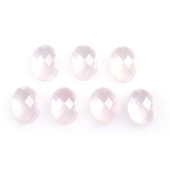 ROSE QUARTZ CHECKER CUT OVAL CAB (SEMI-MILKY/SUPER) 8X6MM 1.10 Cts.