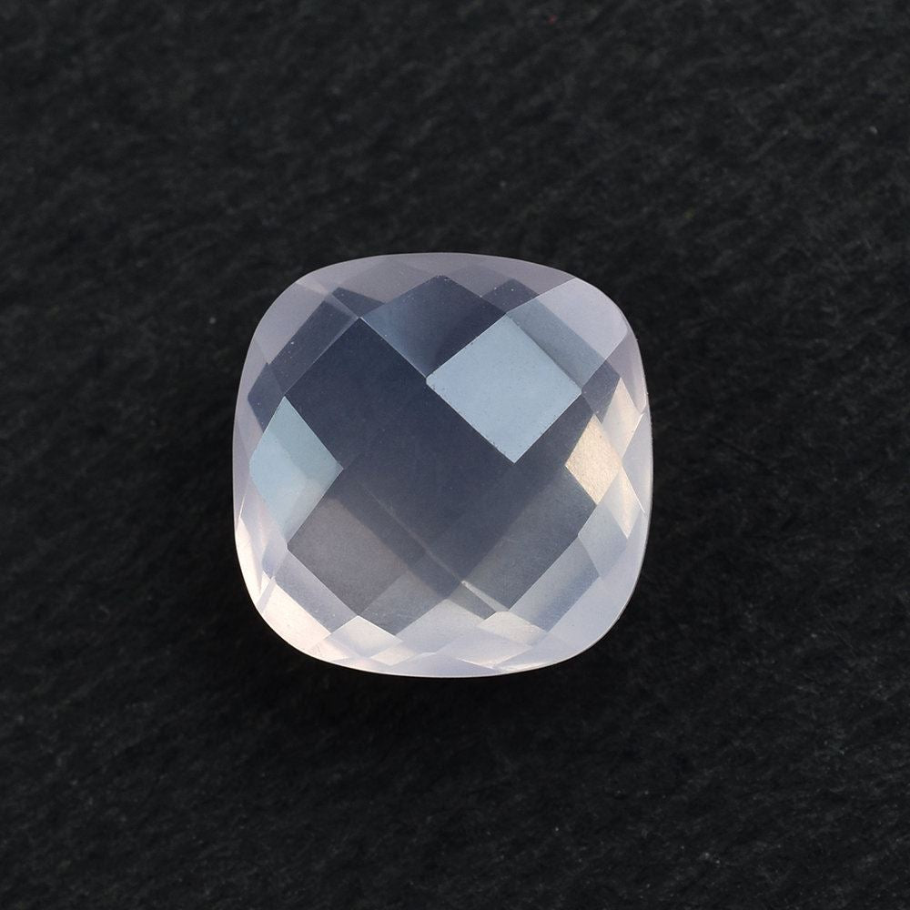 ROSE QUARTZ CHECKER CUT BRIOLETTE CUSHION (SEMI-MILKY/SUPER) 8X8MM 2.13 Cts.