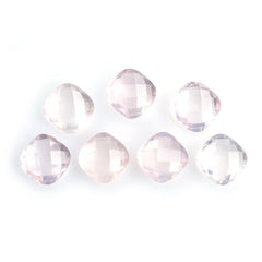 ROSE QUARTZ CHECKER CUT BRIOLETTE CUSHION (SEMI-MILKY/SUPER) 8X8MM 2.13 Cts.