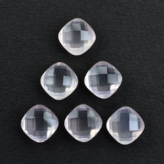 ROSE QUARTZ CHECKER CUT BRIOLETTE CUSHION (SEMI-MILKY/SUPER) 8X8MM 2.13 Cts.
