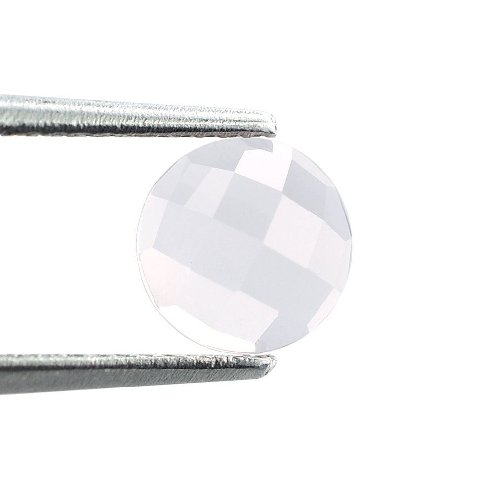 ROSE QUARTZ CHECKER CUT ROUND CAB (SEMI-MILKY/NORMAL) 7X7MM 1.10 Cts.