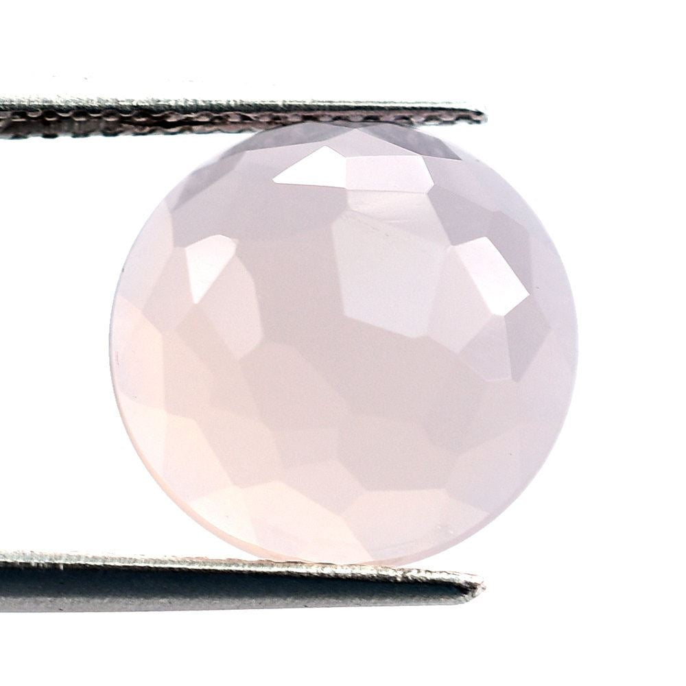 ROSE QUARTZ IRREGULAR CUT ROUND CAB (MILKY/NORMAL) 12X12MM 5.20 Cts.