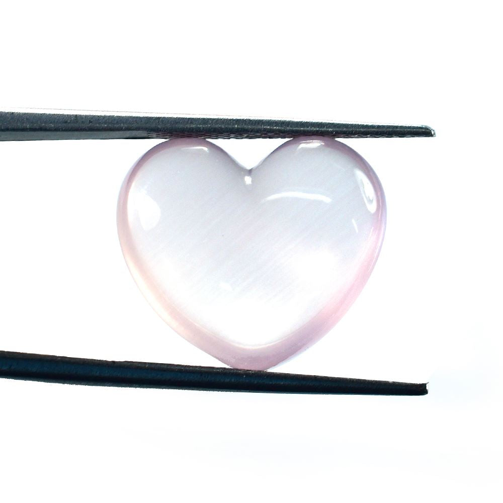 ROSE QUARTZ PLAIN LENTIL HEART (SEMI MILKY/NORMAL) 17.40X15.40 MM 12.93 Cts.