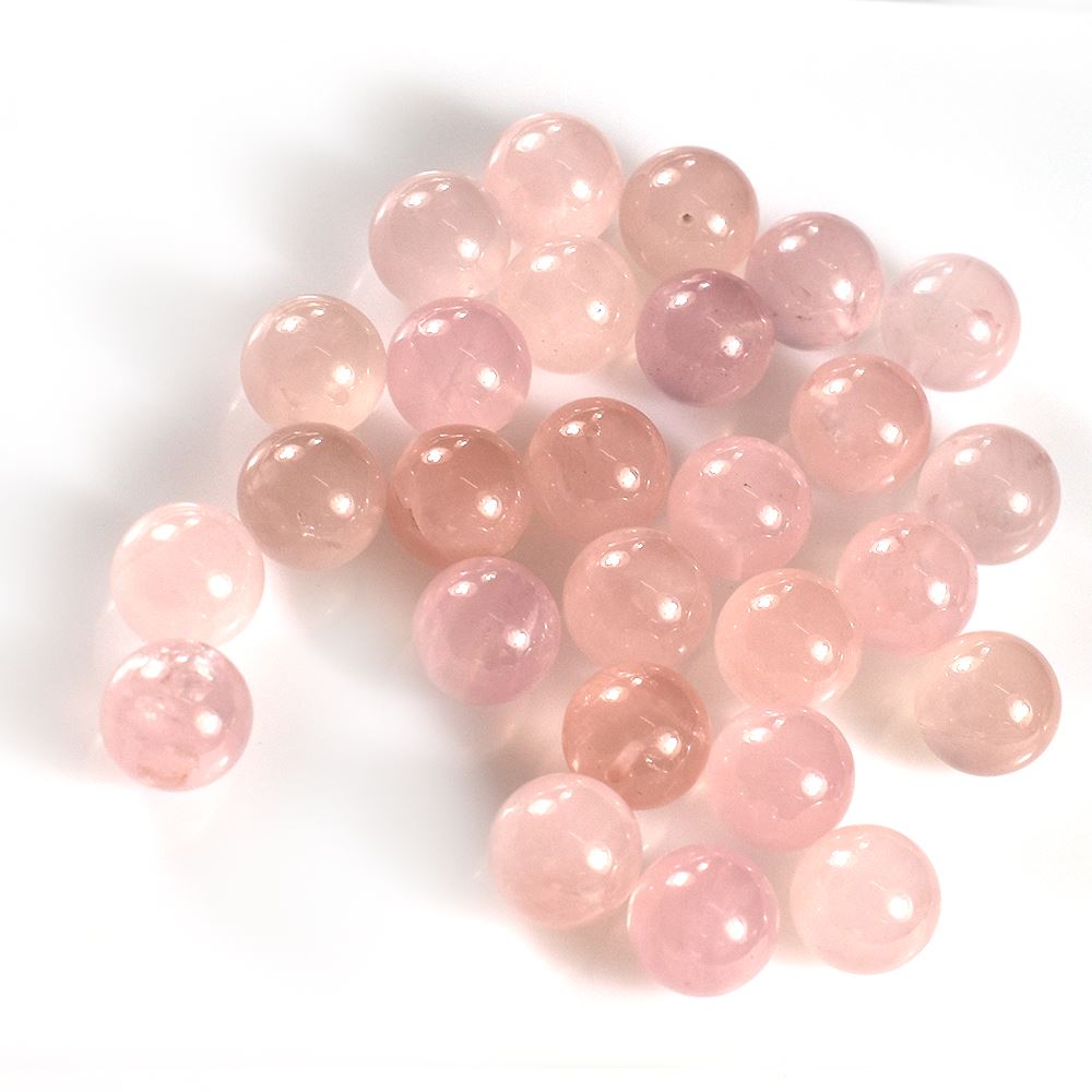ROSE QUARTZ PLAIN ROUND BALLS (HALF DRILL 0.75)(SUPER EXTRA)(MILKY HI)10.00X10.00 MM 7.17 Cts.