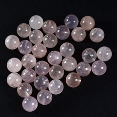 ROSE QUARTZ PLAIN ROUND BALLS (HALF DRILL 0.75)(SUPER EXTRA)(MILKY HI)10.00X10.00 MM 7.17 Cts.