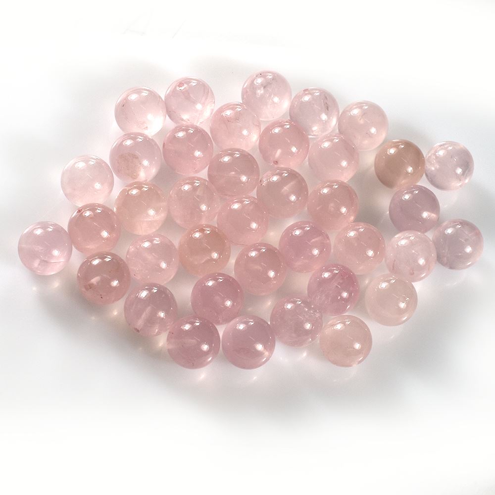 ROSE QUARTZ PLAIN ROUND BALLS (HALF DRILL 0.75)(SUPER)(SEMI MILKY HI)10.00X10.00 MM 7.19 Cts.